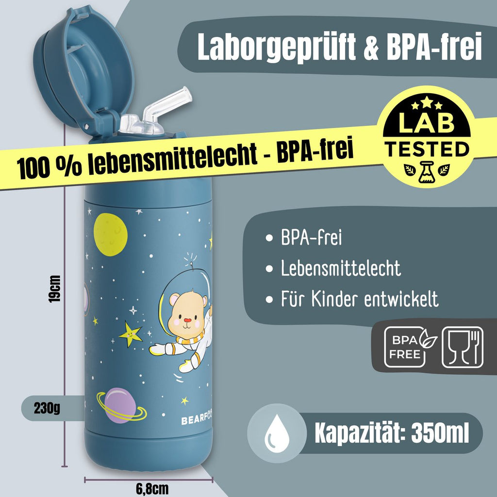 Thermo kinderdrinkfles RVS - Astro Beer blauw