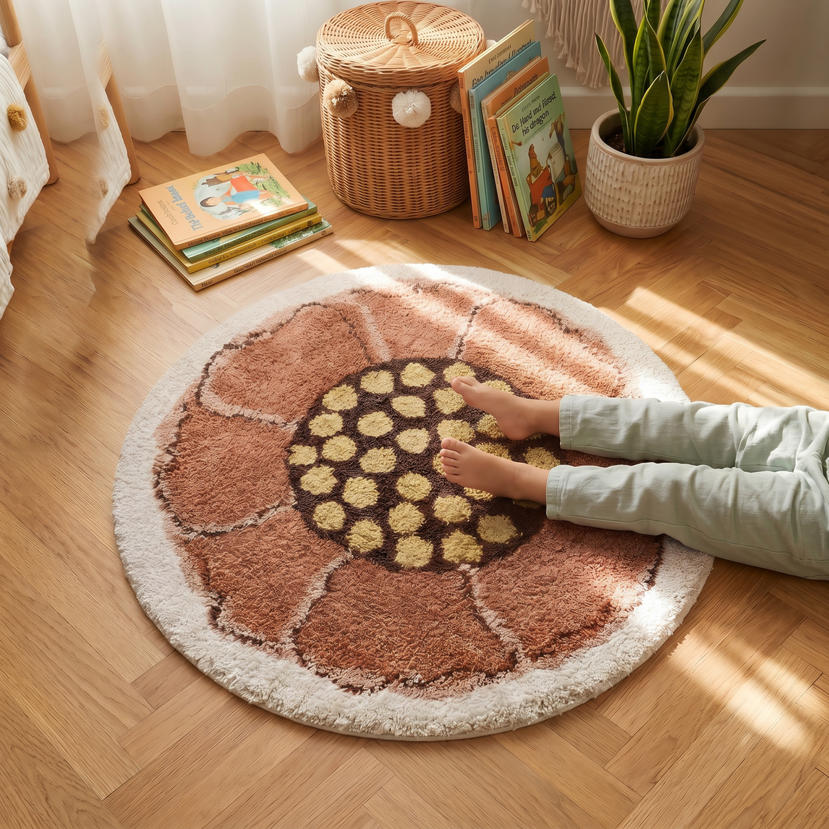 Nattiot Bohemian Flora Vloerkleed – Ø 120 cm