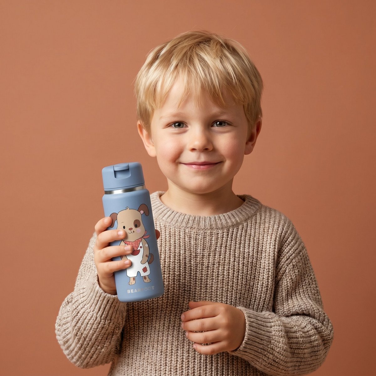 TINY Thermo kinderdrinkfles RVS - hond blauw