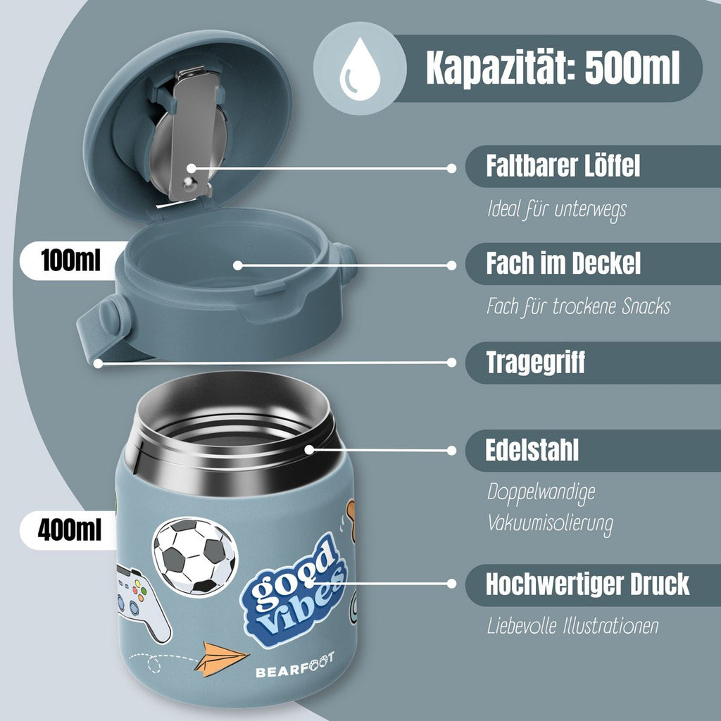 Thermoscontainer kinder RVS - sticker blauw