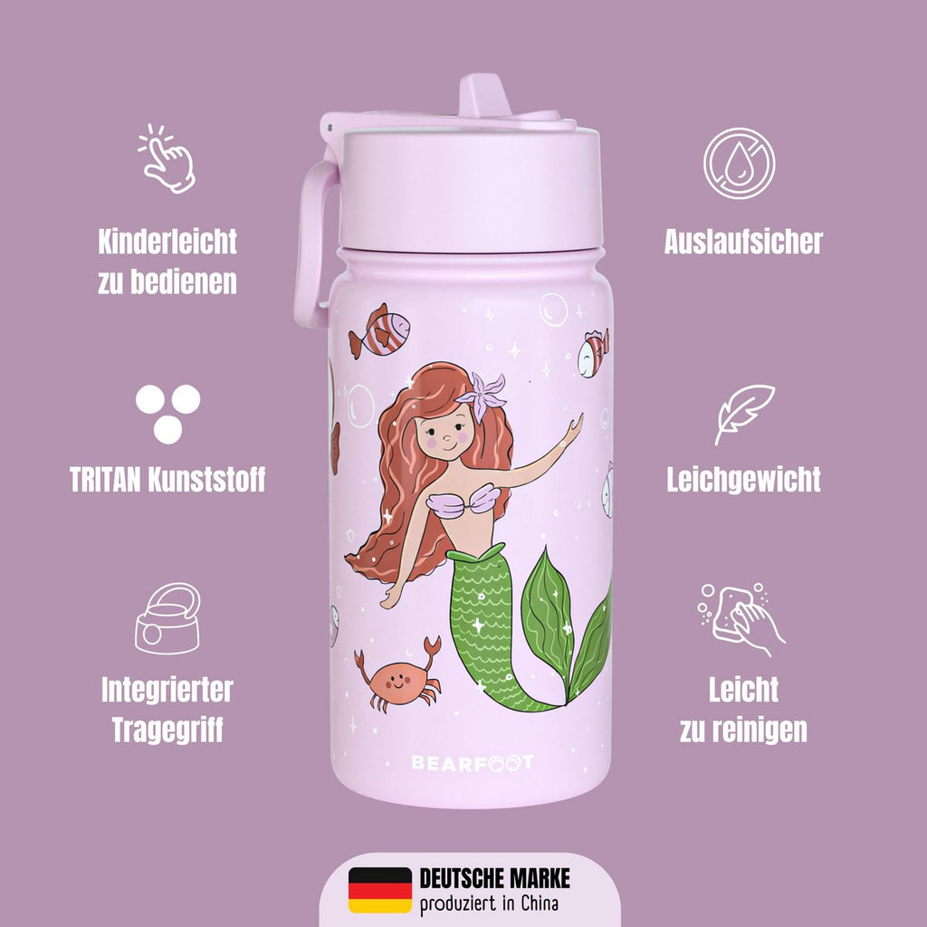 Thermo kinderdrinkfles RVS - zeemeermin paars