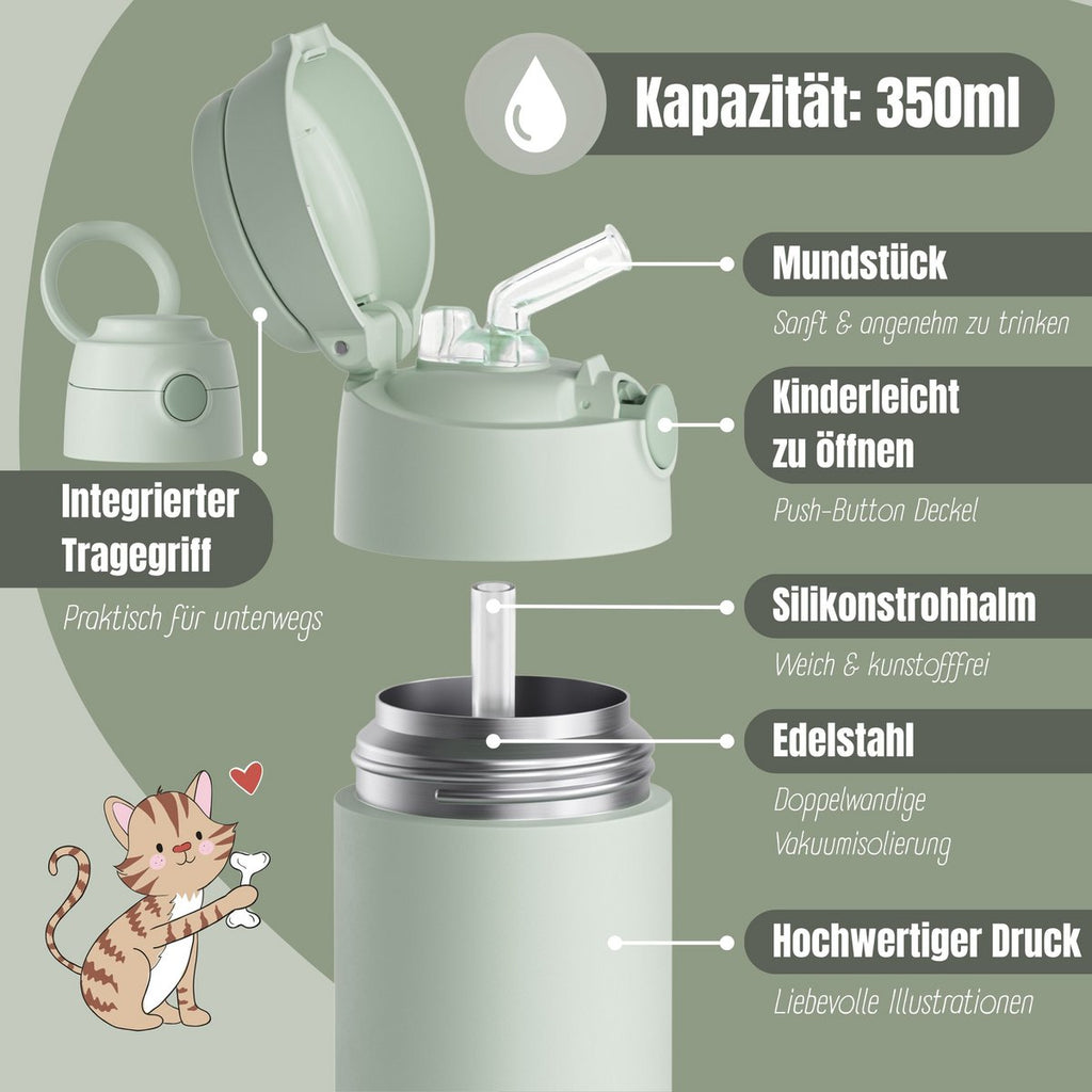Thermo kinderdrinkfles RVS - groen