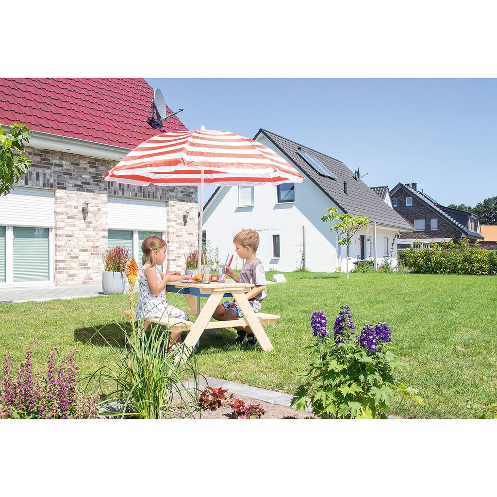 Pinolino Kinderpicknickbank Nicki voor 4 – met Zand- & Waterbak – Naturel