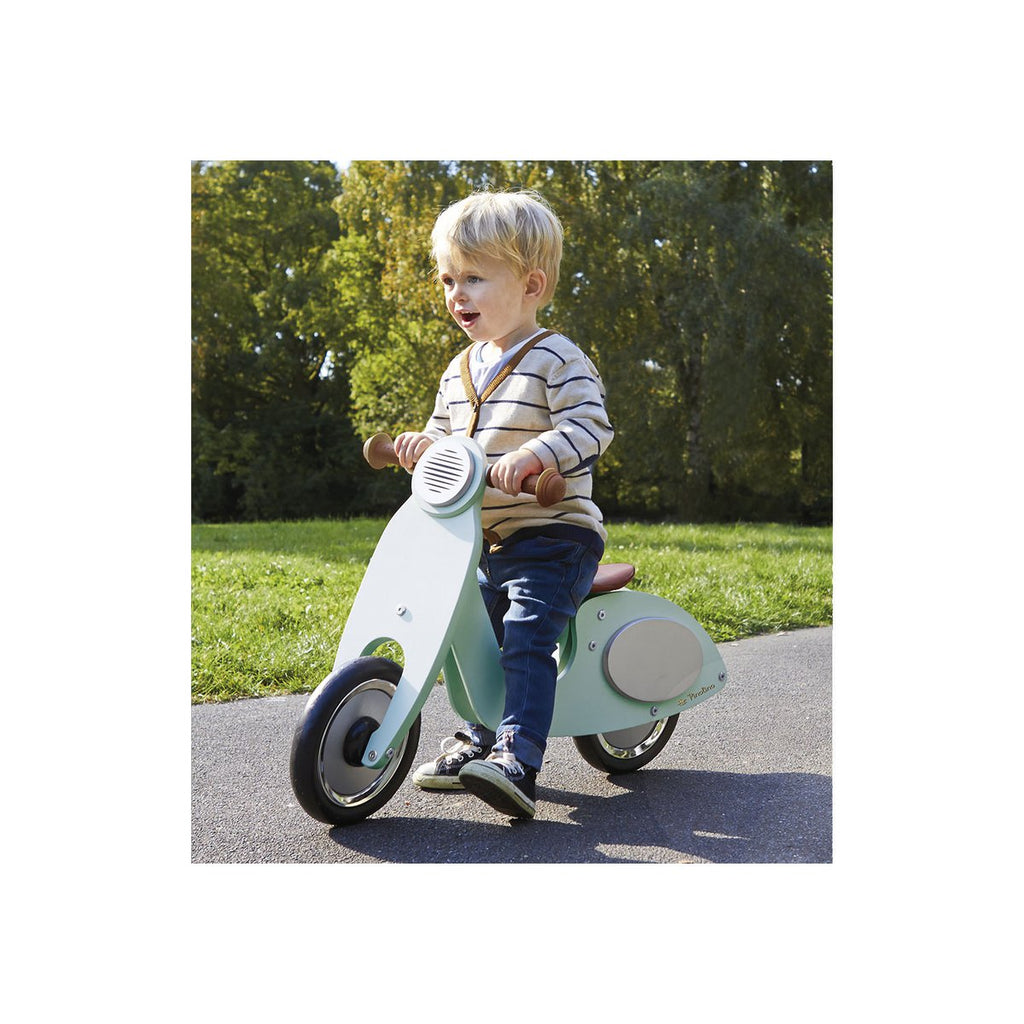 Houten loopscooter Vespa blauw