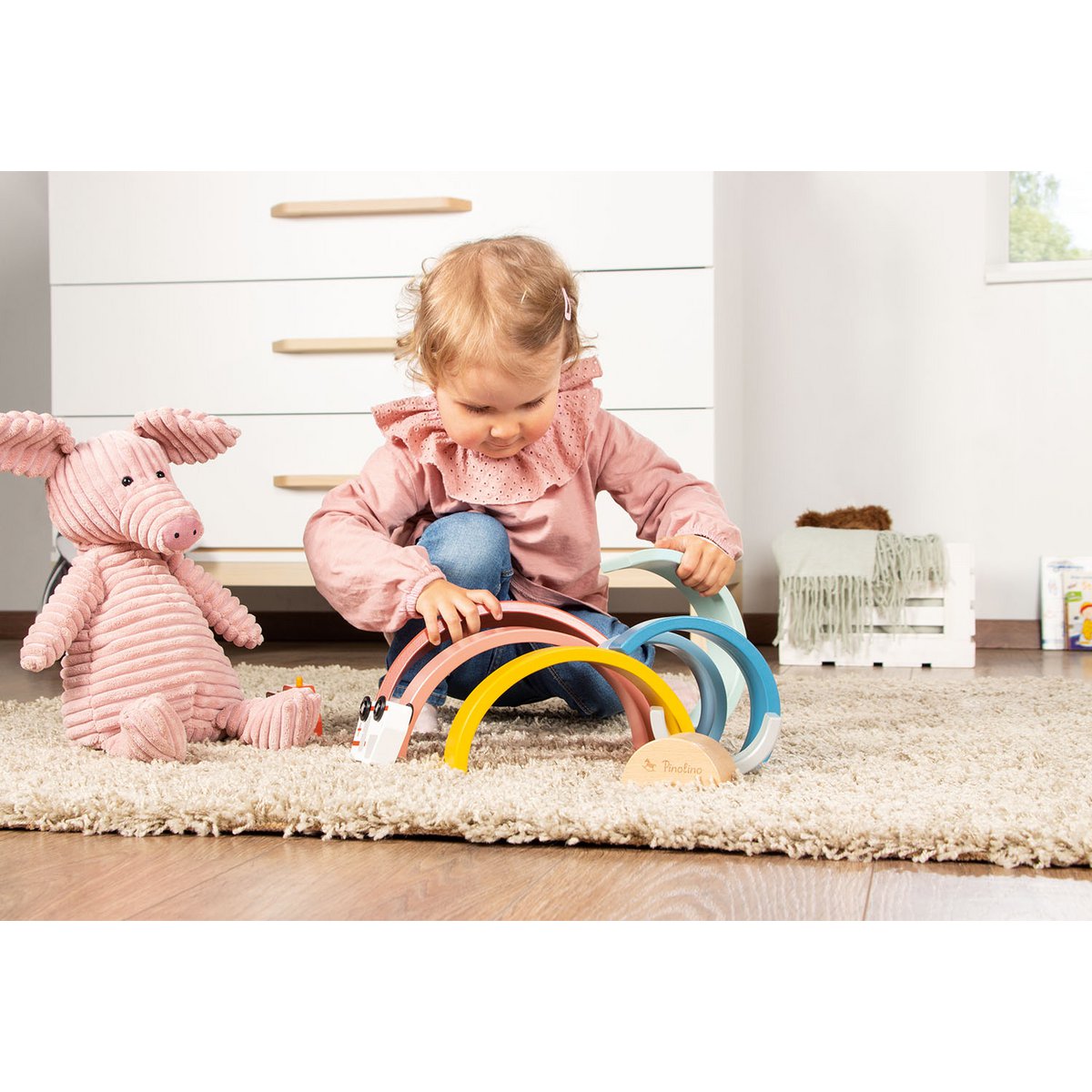 Houten stapel regenboog Ruby