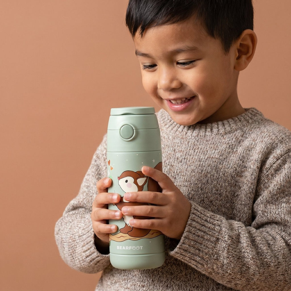 Thermo kinderdrinkfles RVS - eekhoorngroen