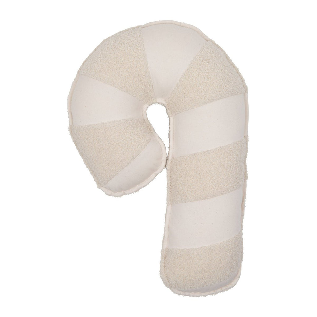 Moi Mili Bouclé Sierkussen Candycane – Wit lam
