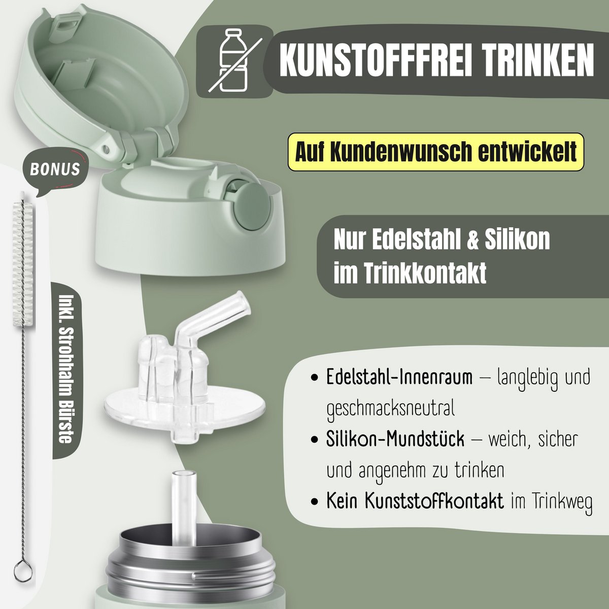 Thermo kinderdrinkfles RVS - Koala groen