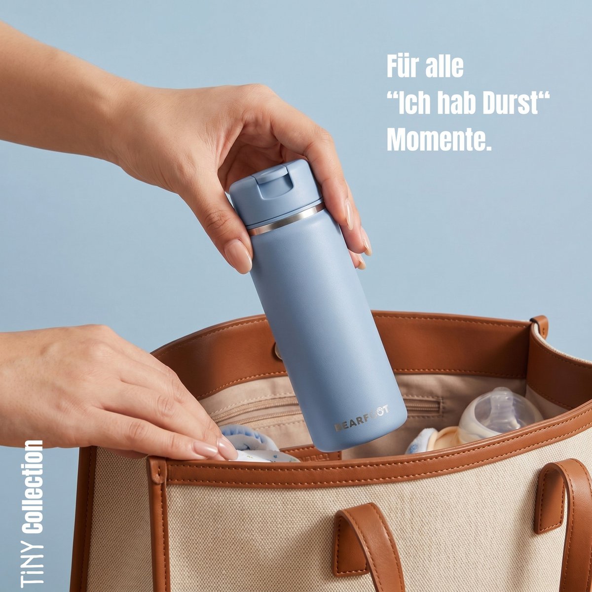 TINY Thermo kinderdrinkfles RVS - blauw