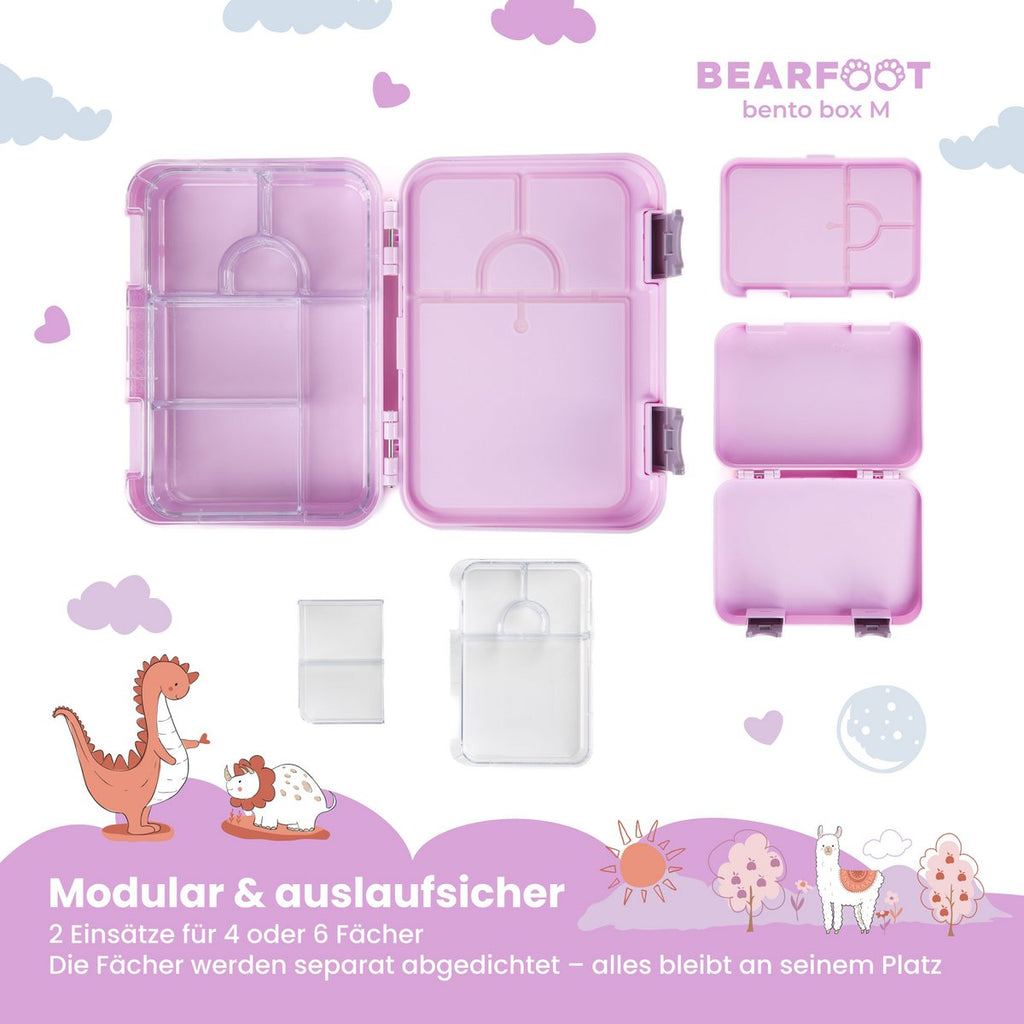 Kinderlunchbox met vakken, lunchbox - hond & kat paars