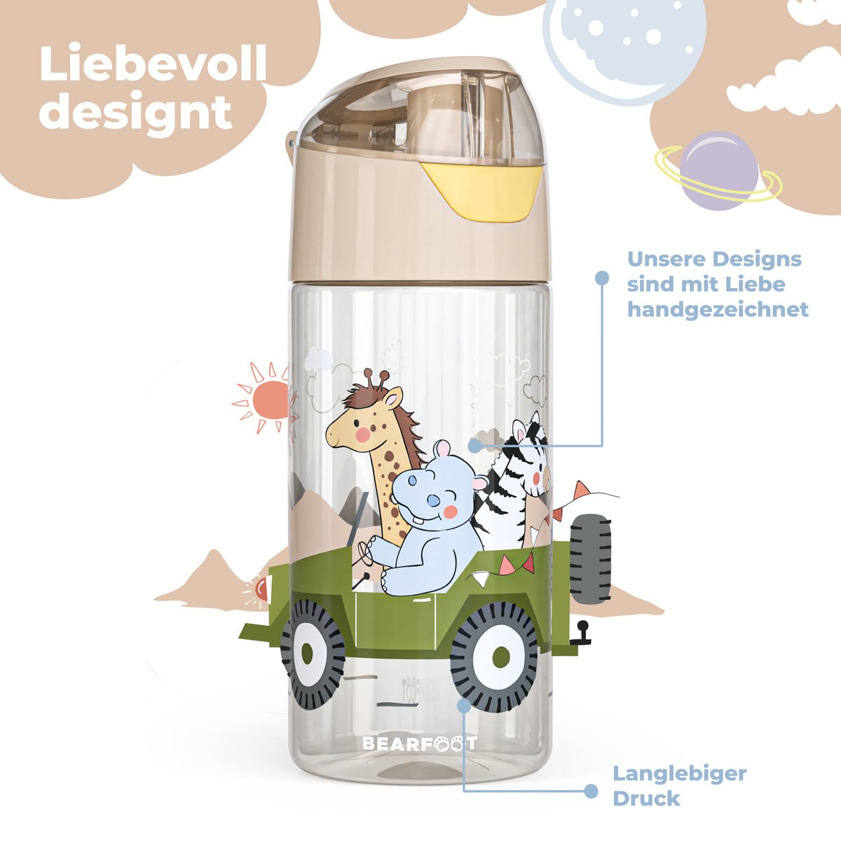 Kinder lichtgewicht waterfles - Safari bruin
