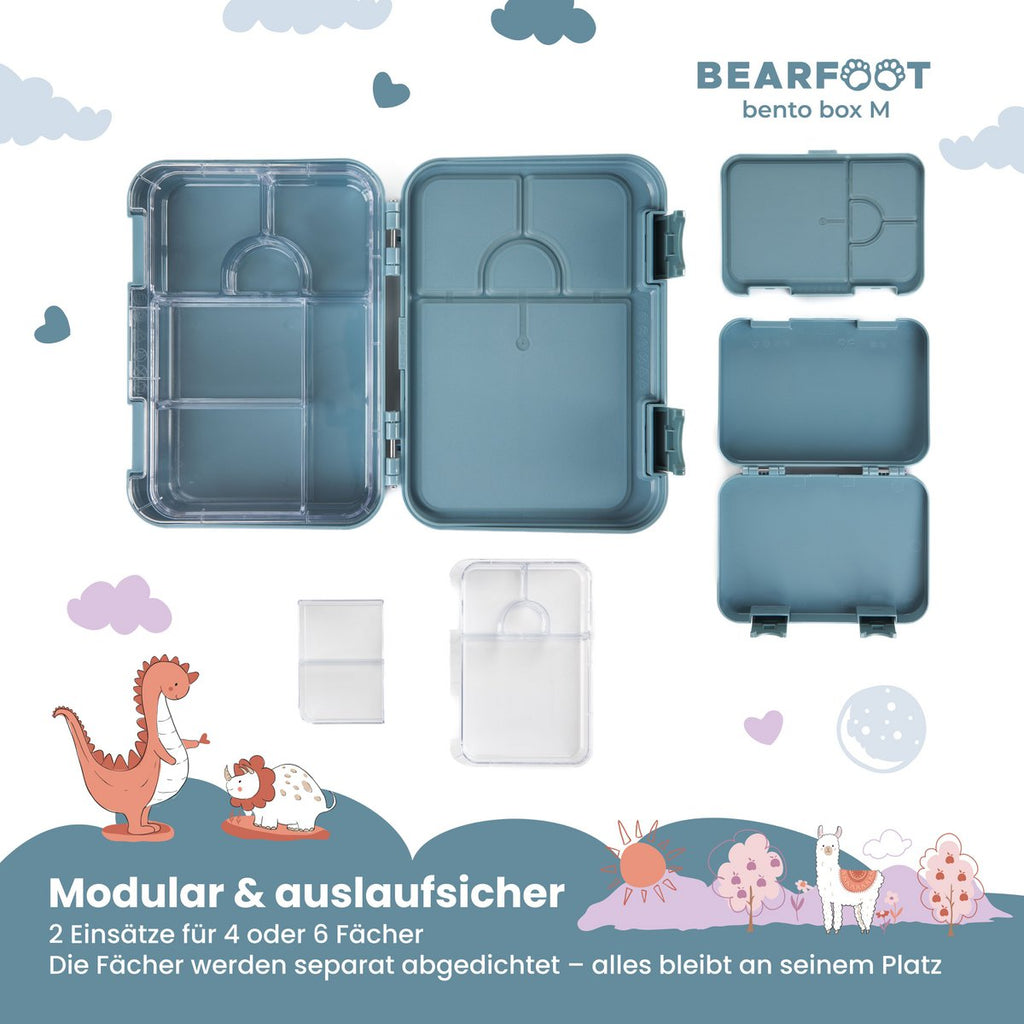 Kinderlunchbox met vakken, lunchbox - hond & kat blauw