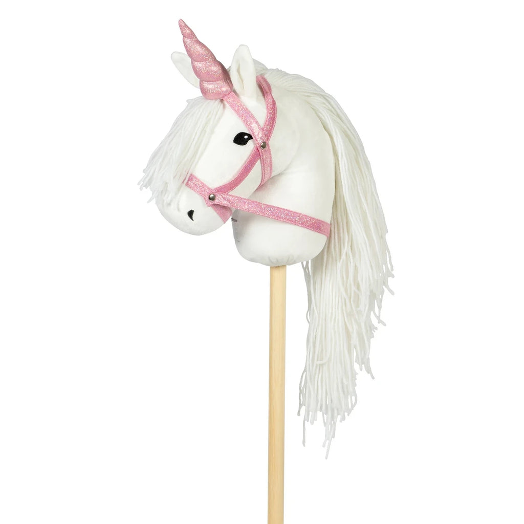 Unicorn hoorn en halter roze voor stokpaard