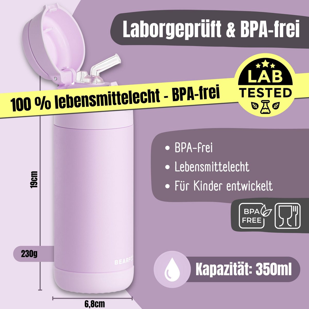 Thermo kinderdrinkfles RVS - paars