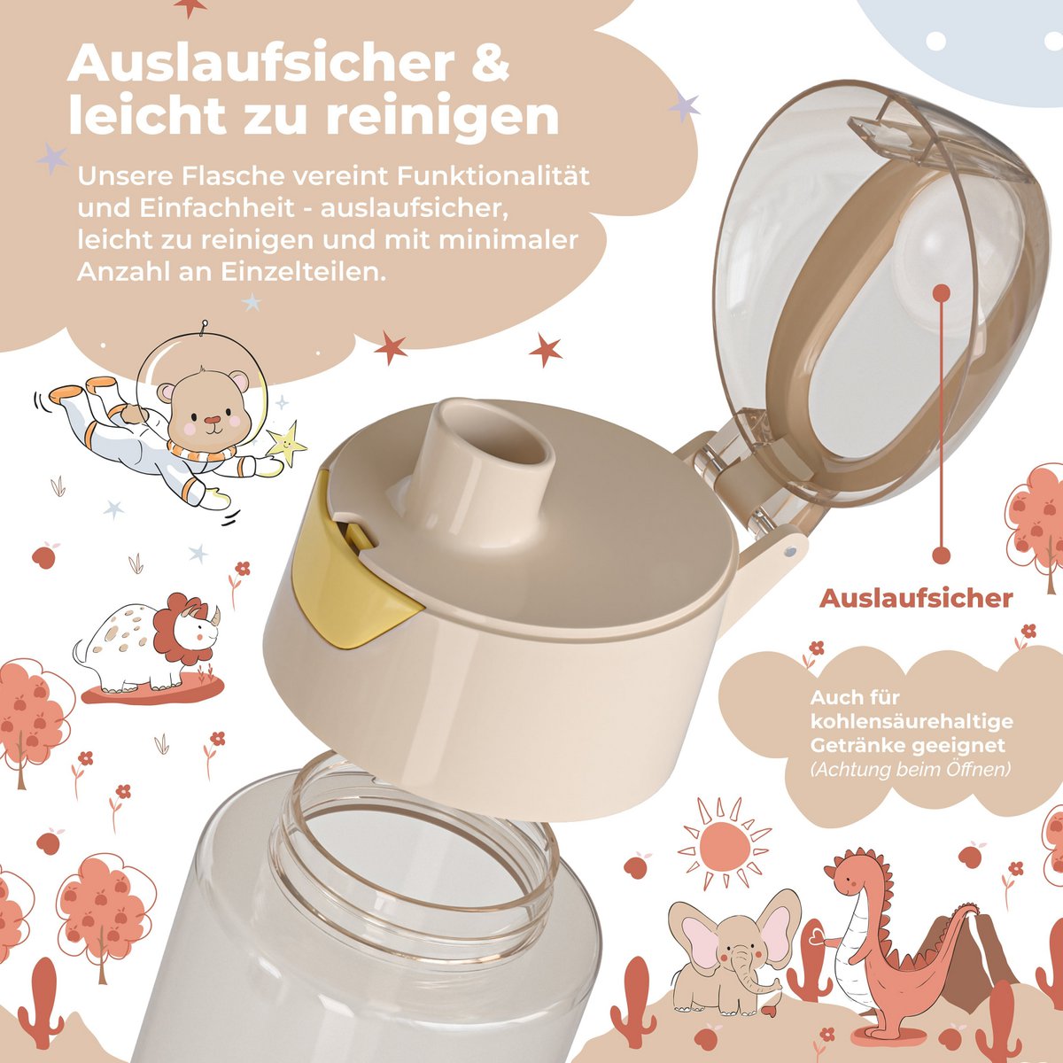 Kinderwaterfles, lichte waterfles - dinosaurussen