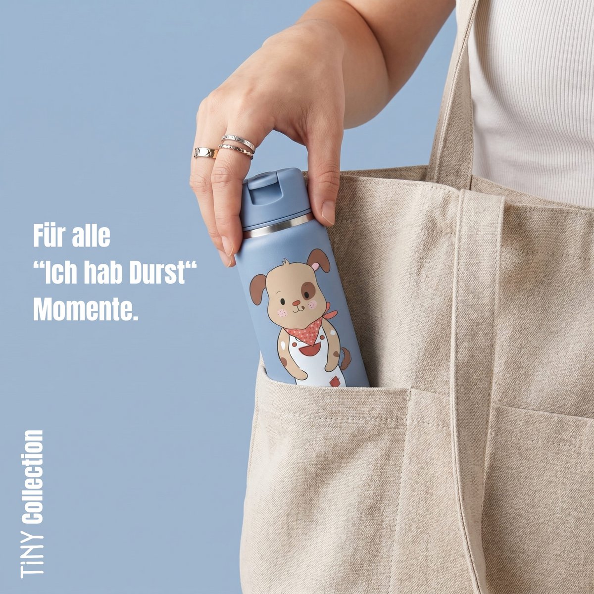 TINY Thermo kinderdrinkfles RVS - hond blauw