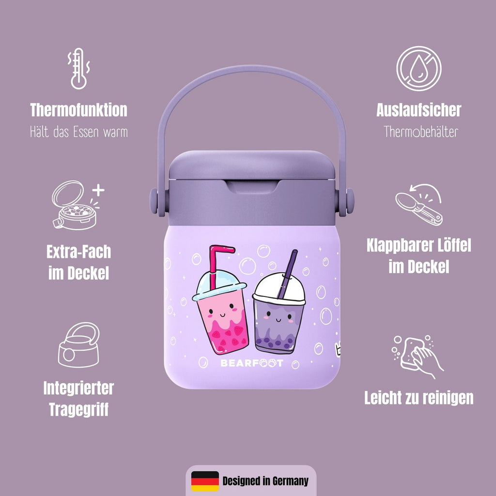 Thermoscontainer kinder RVS - Bubble Tea paars