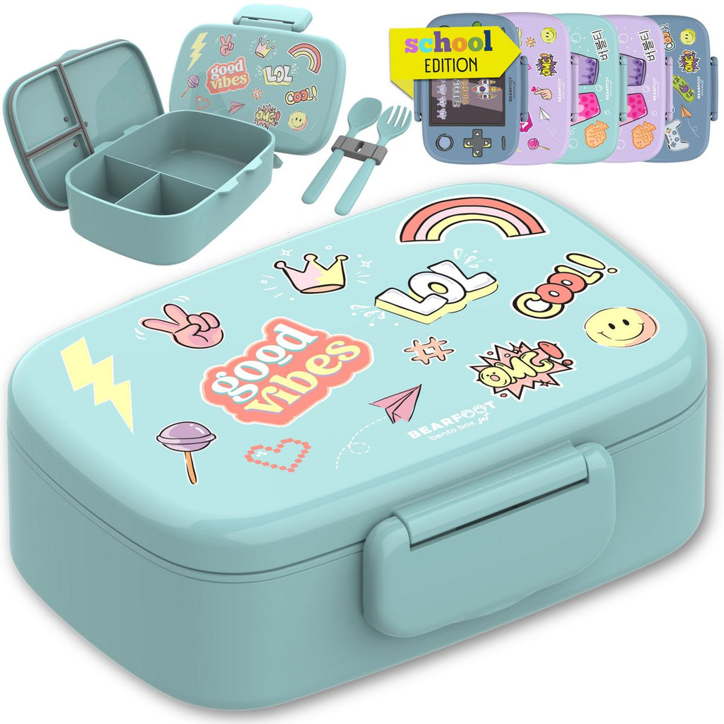 Kinderlunchbox met vakken, lekvrij - sticker, nieuwstaat