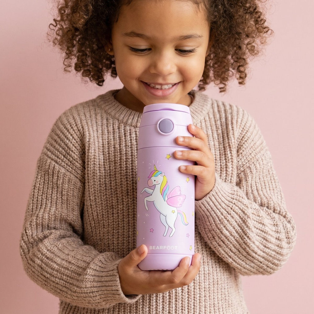 Thermo kinderdrinkfles RVS - eenhoorn paars