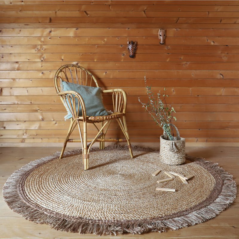 THAR rond jute vloerkleed met franjes