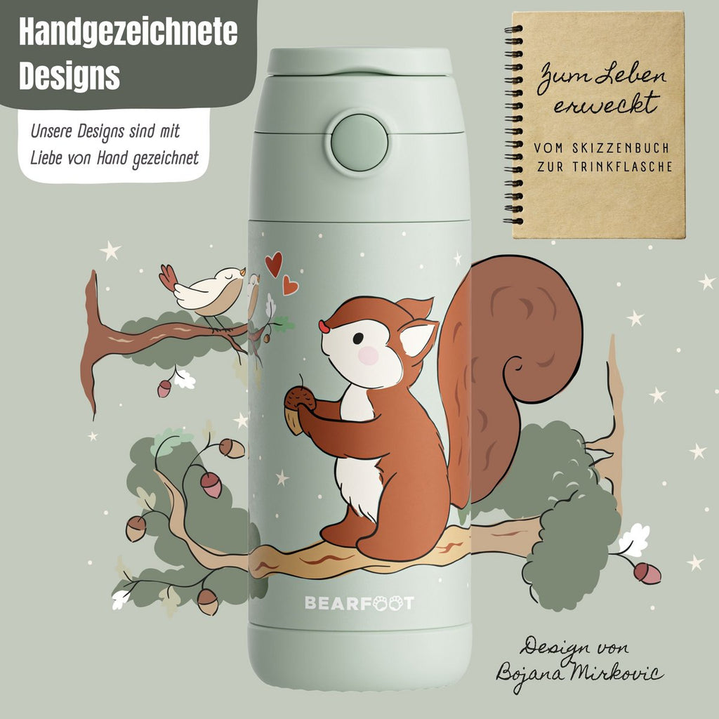 Thermo kinderdrinkfles RVS - eekhoorngroen