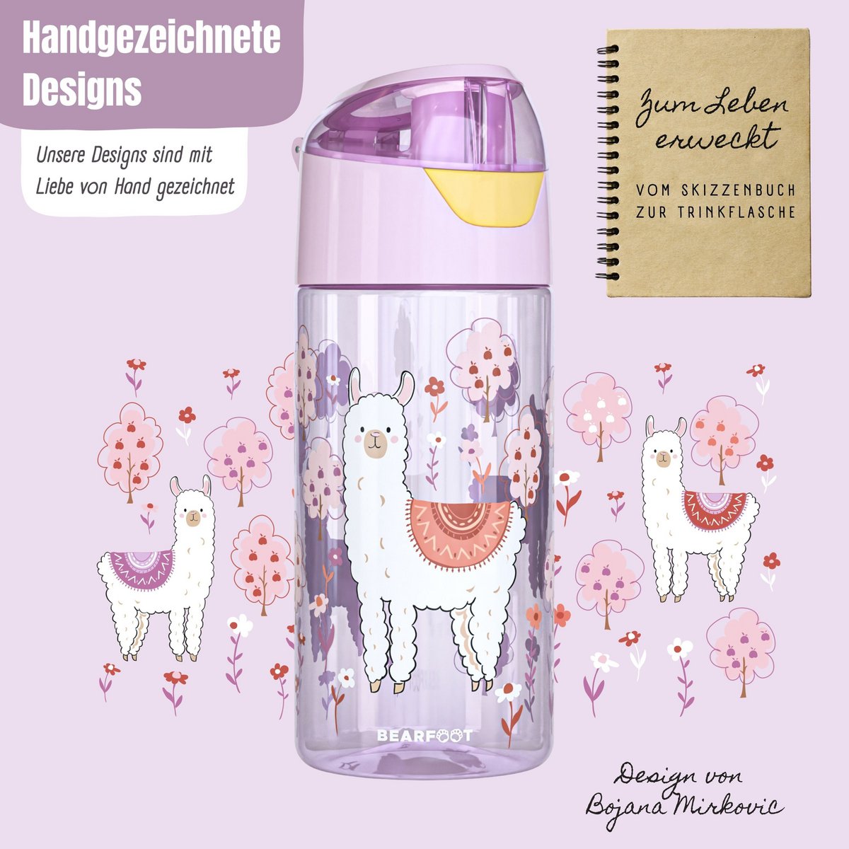Kinderwaterfles, lichtgewicht waterfles - lama