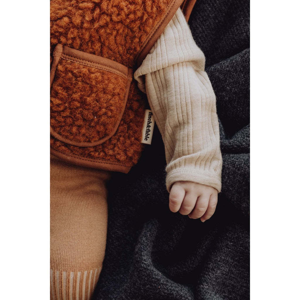 Wollen sherpavest - Kastanje