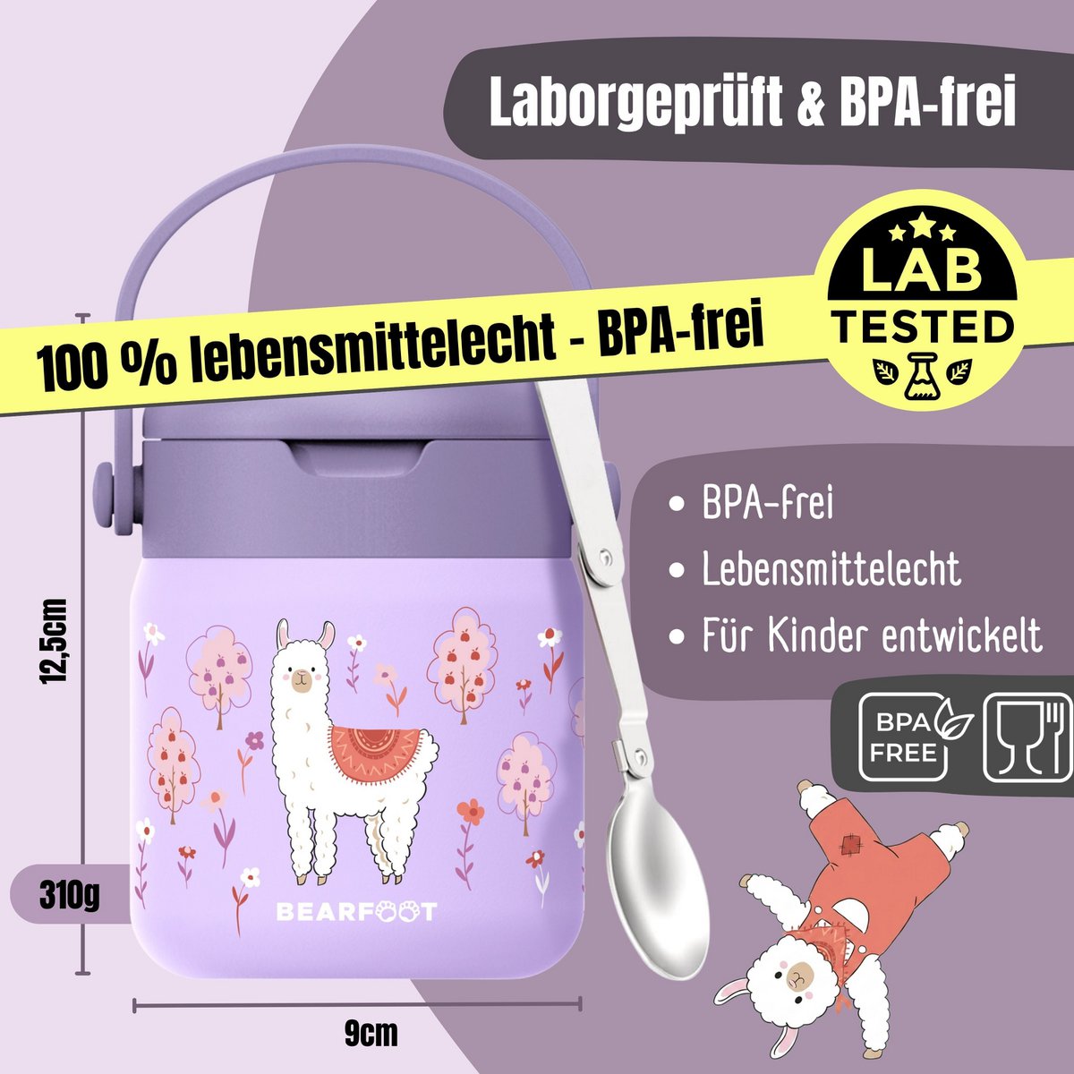 Thermoscontainer kinder RVS - lama paars