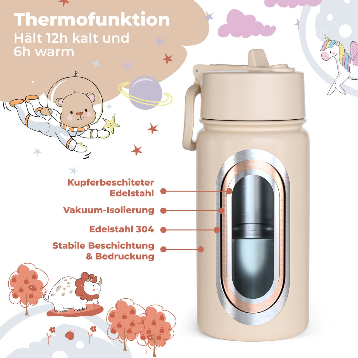 Thermo kinderdrinkfles RVS - ambulance bruin