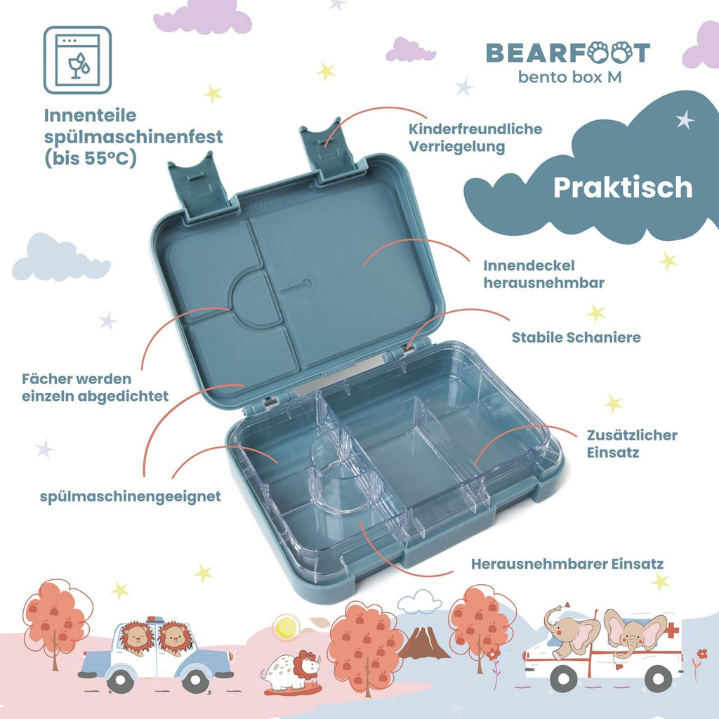 Kinderlunchbox met vakken, lunchbox - hond & kat blauw