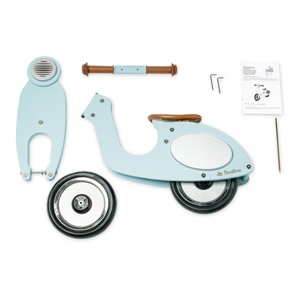 Houten loopscooter Vespa blauw