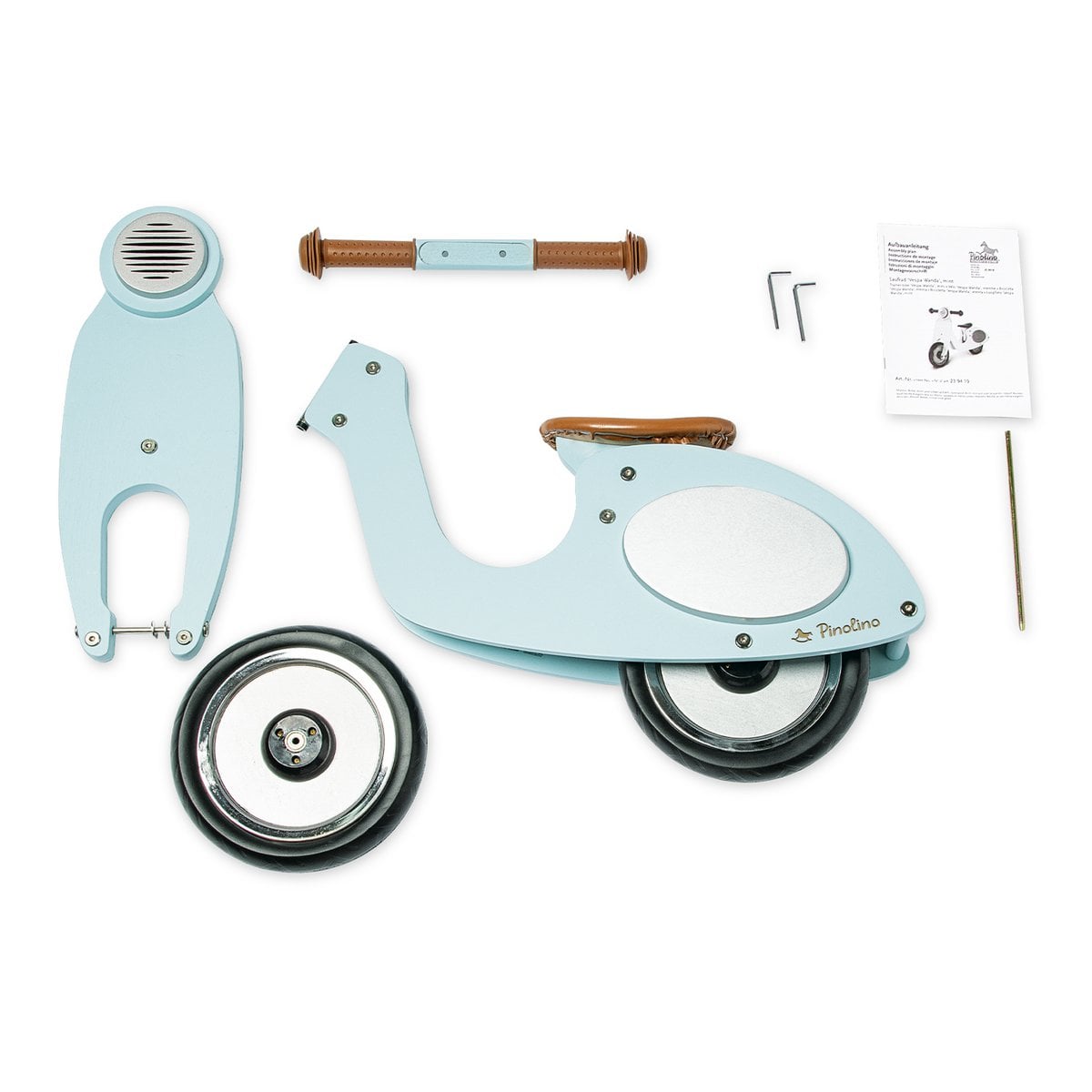 Houten loopscooter Vespa blauw