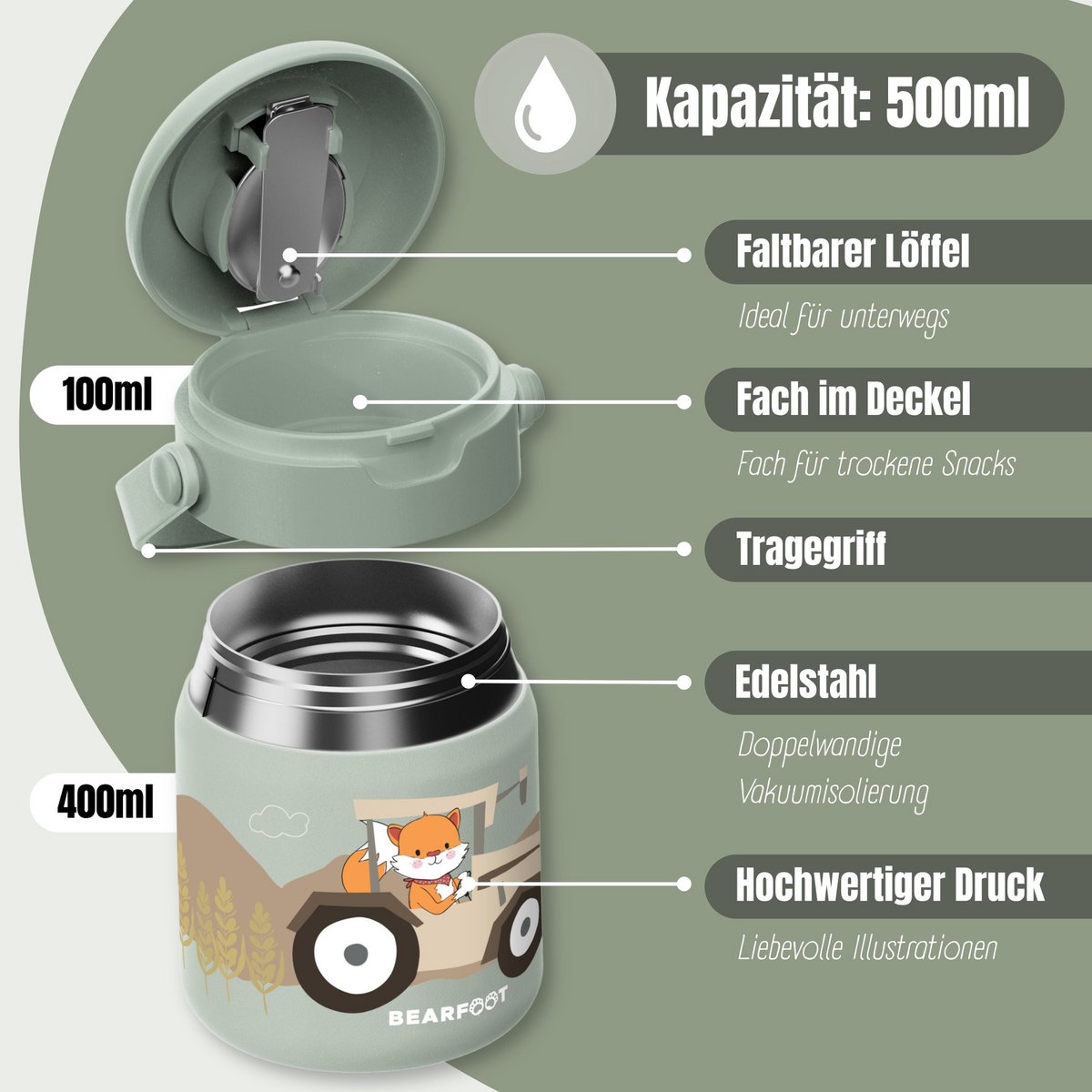 Thermoscontainer kinder RVS - Tractor Sabei
