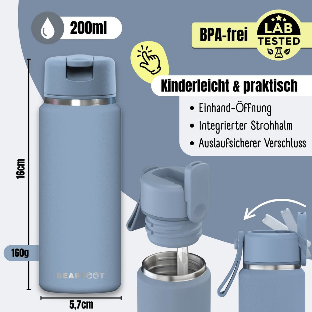 TINY Thermo kinderdrinkfles RVS - blauw
