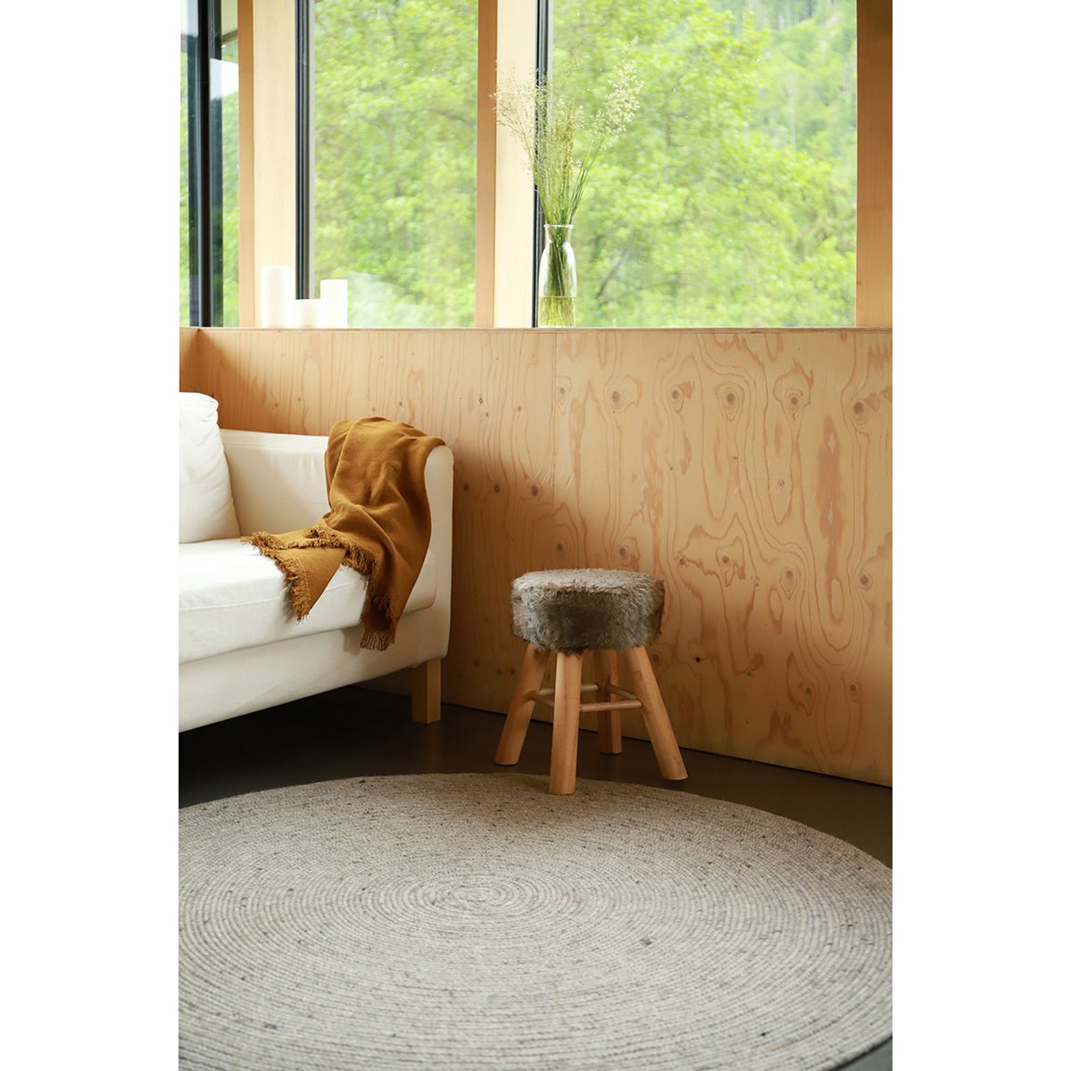 Rond vilten wollen vloerkleed NEETHU GREY S