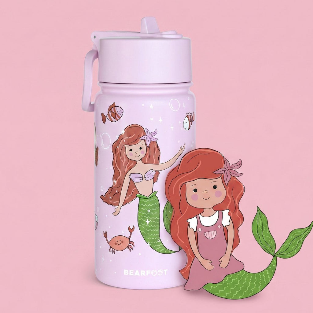 Thermo kinderdrinkfles RVS - zeemeermin paars