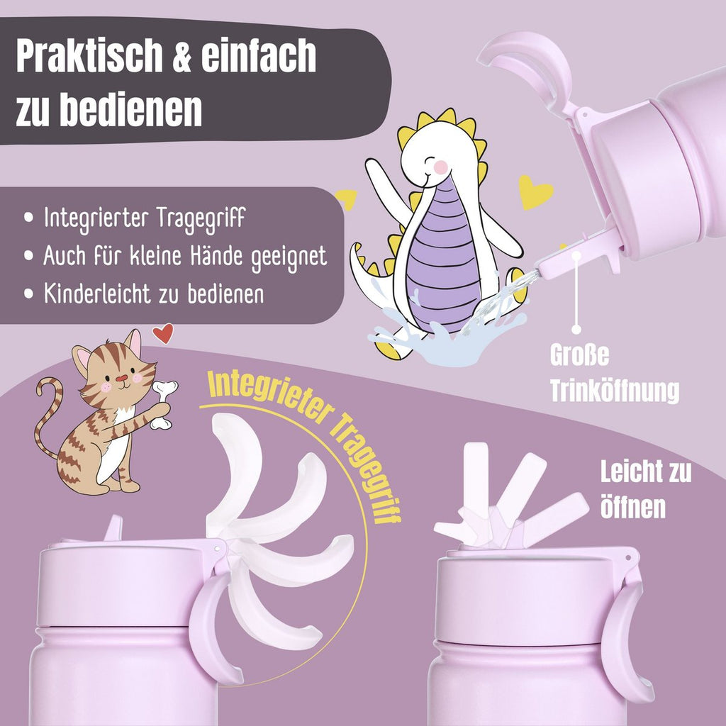 Thermo kinderdrinkfles RVS - sticker paars