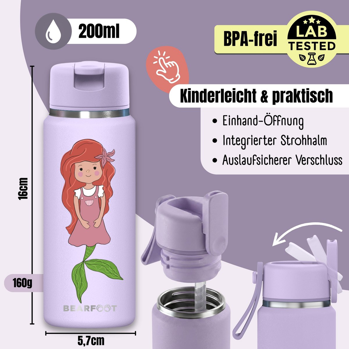 TINY Thermo kinderdrinkfles RVS - zeemeermin