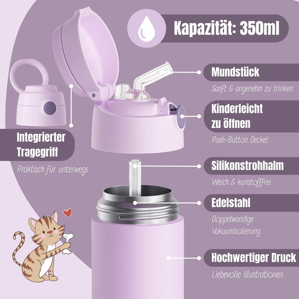 Thermo kinderdrinkfles RVS - paars