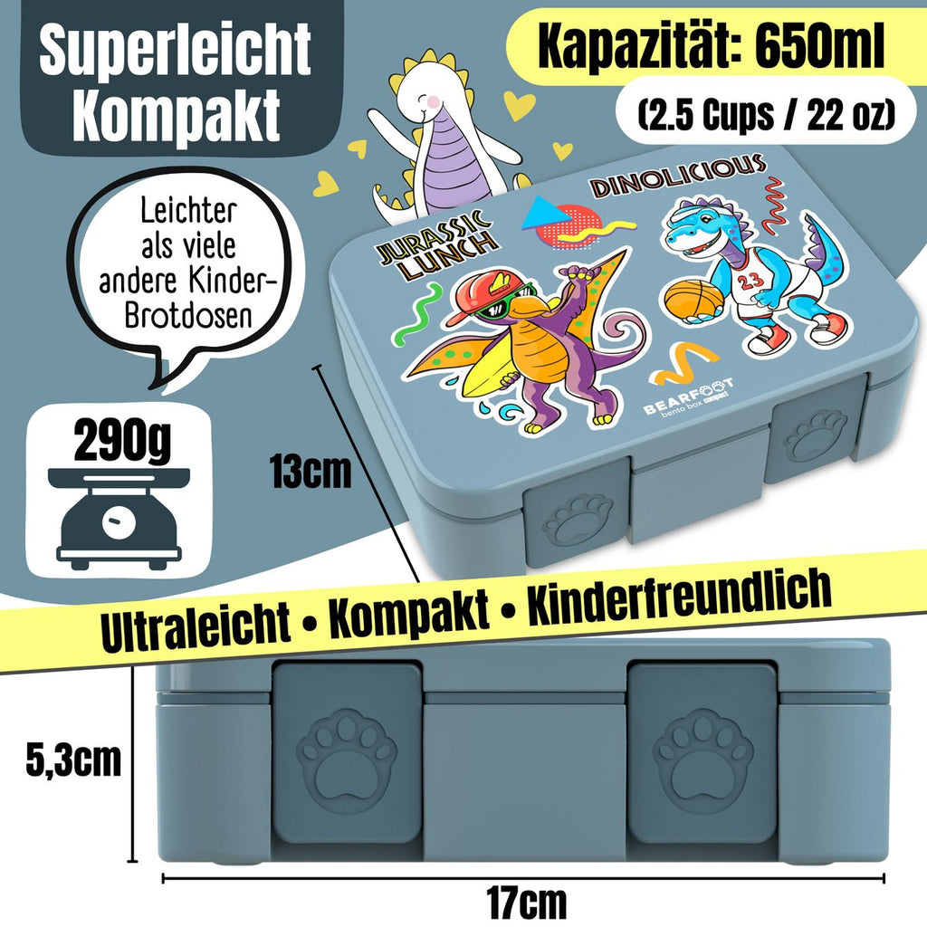 Leaf kan met onderwerpen, licht en lek - proof - dinosaurussen blauw