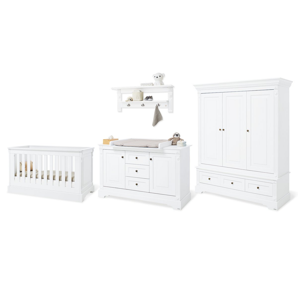 Pinolino Kinderkamer Emilia – 4-delig – Extra Breed + Grote Kledingkast + Wandplank
