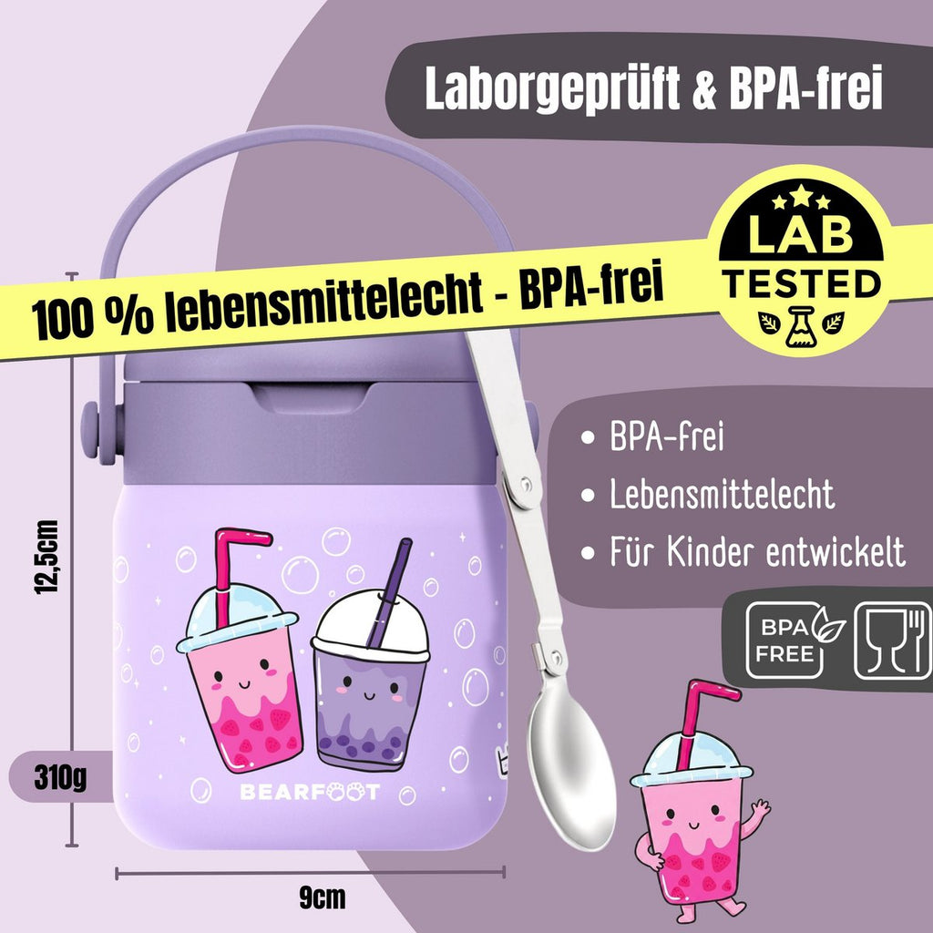 Thermoscontainer kinder RVS - Bubble Tea paars