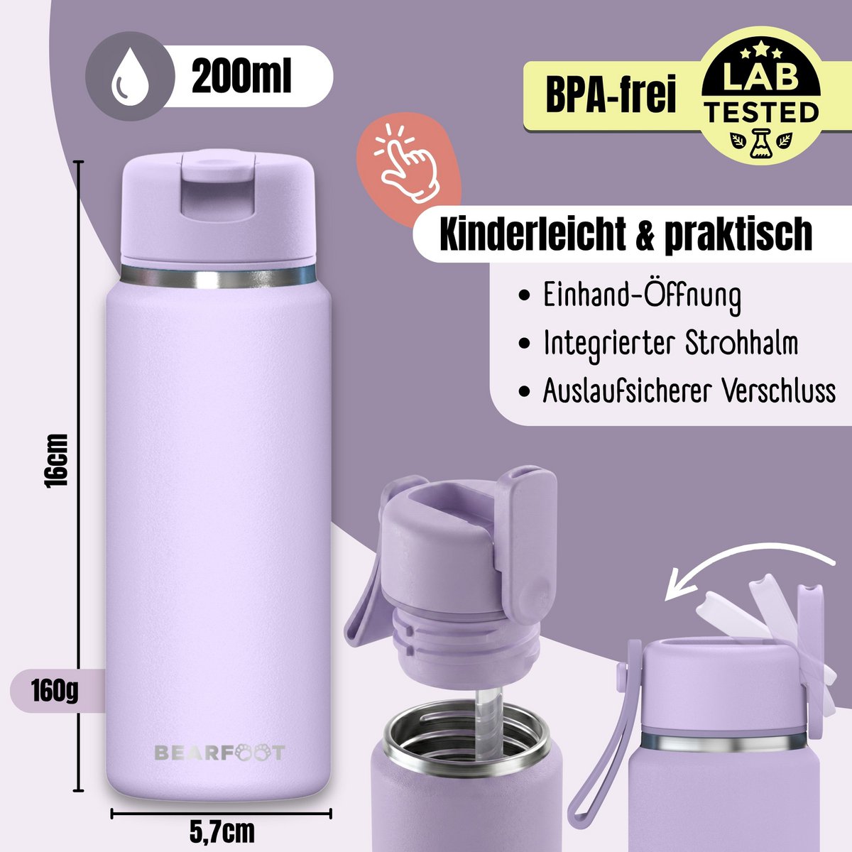 TINY Thermo Kinderdrinkfles RVS - Paars