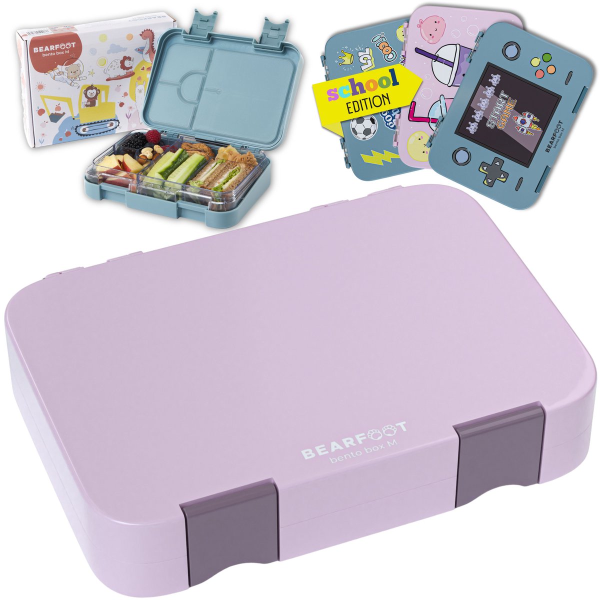 Kinderlunchbox met vakken, lunchbox, bentobox - paars