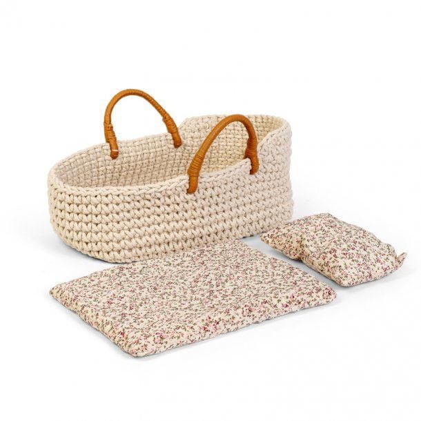 Gebreide poppenreiswieg 25cm