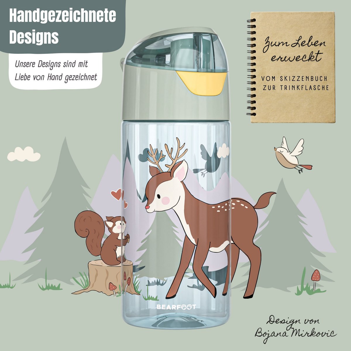 Kinderwaterfles, lichte waterfles - hert zeg