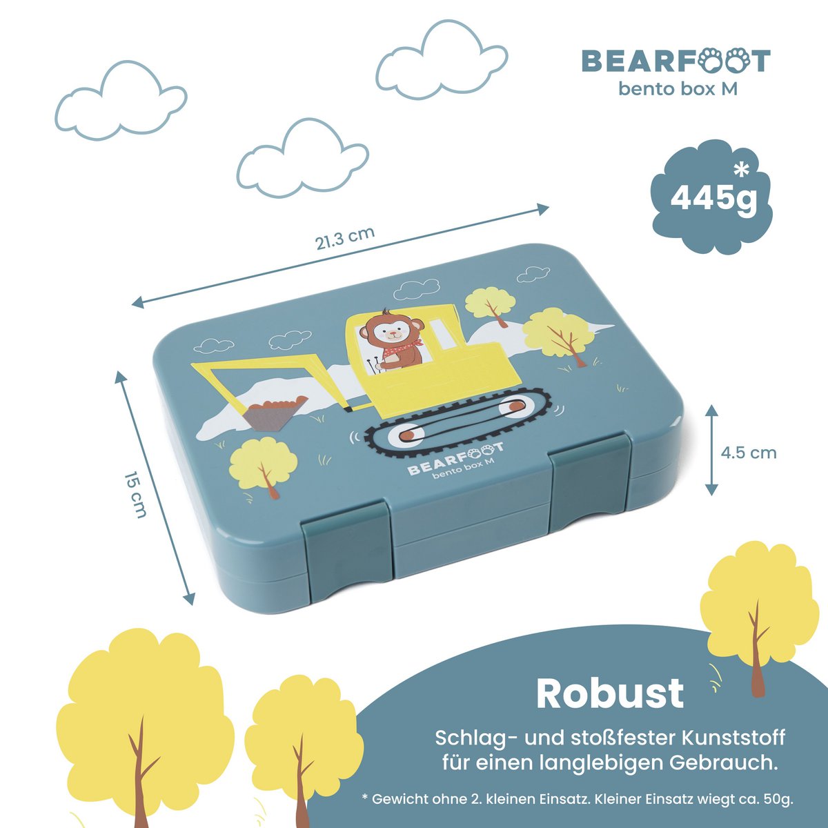 Kinderlunchbox met vakken, lunchbox, bentobox - aap blauw