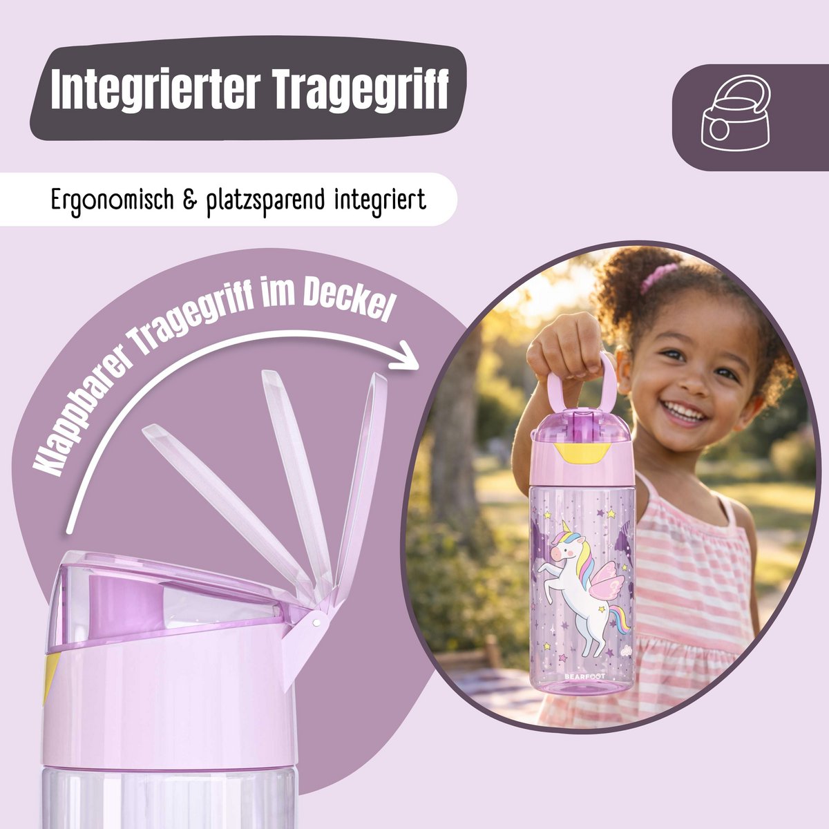 Kinderwaterfles, lichte waterfles - eenhoorn