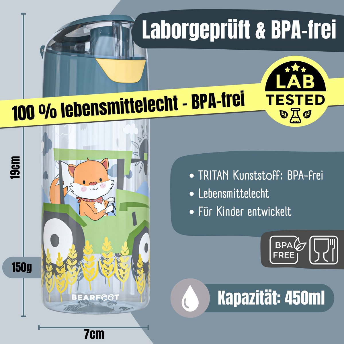 Kinderwaterfles, lichte waterfles - tractorvos