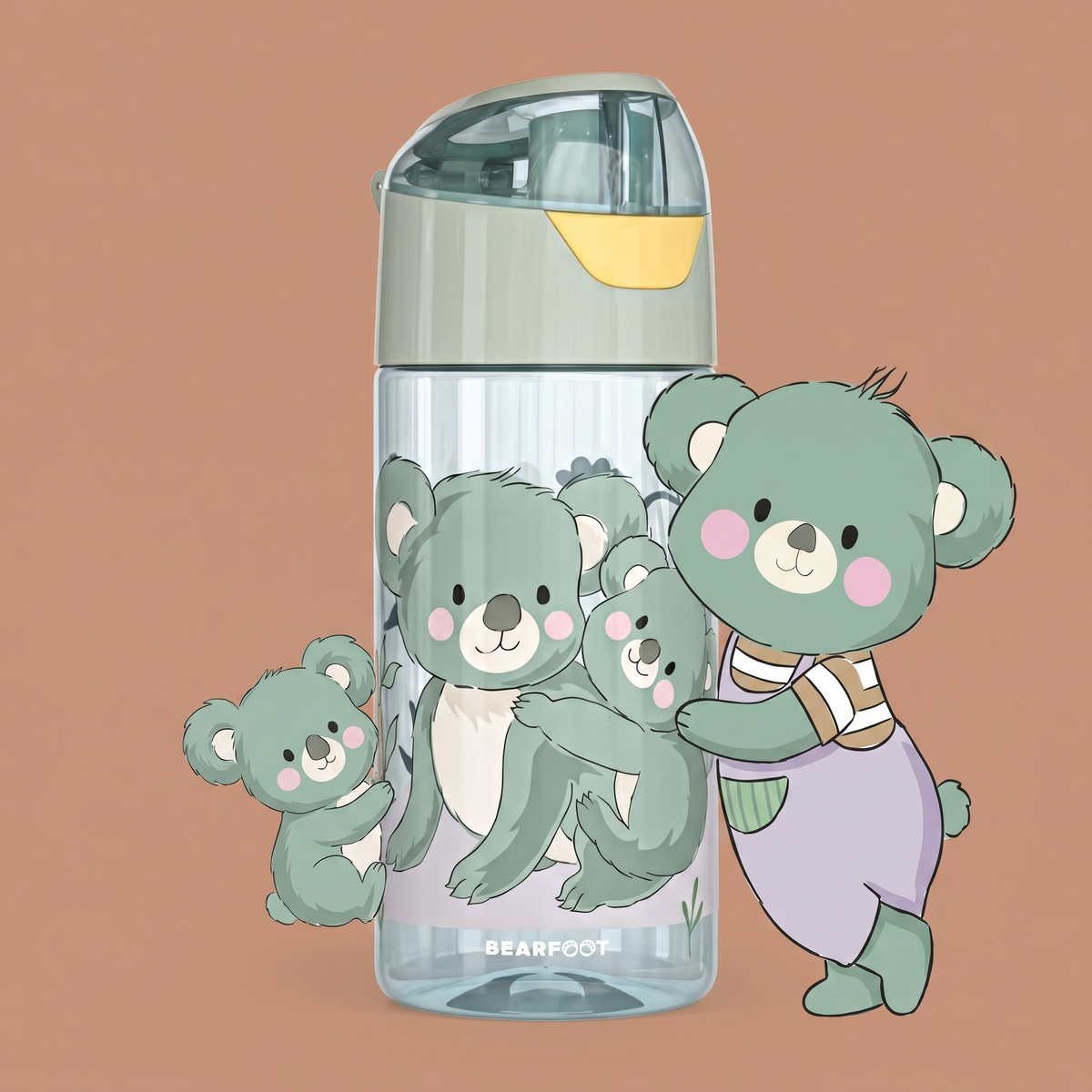 Kinderwaterfles, lichtgewicht waterfles - Koala salie